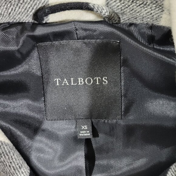 Talbots Black & White Buffalo Check Cape X-Small - Picture 6 of 15